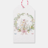 Boho Rustic Baby in Bloom Pink Bow Baby shower Cadeaulabel (Achterkant)