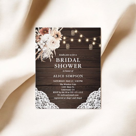 Boho Rustic Beige Flowers Vrijgezellenfeest Flyer