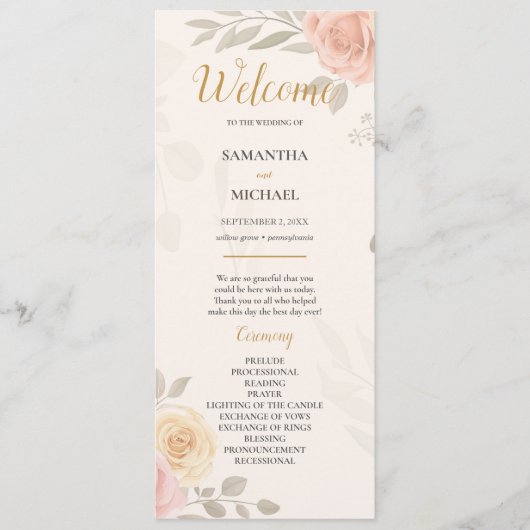 Boho Rustic Blooming Garden Programme Mariage (Devant)