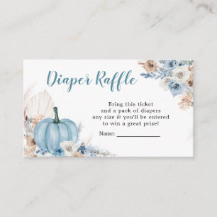 Boho Rustic Blue Pumpkin Herfst Diaper Raffle Informatiekaartje