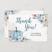 Boho Rustic Blue Pumpkin Herfst - Hartelijk dank Bedankkaart (Voorkant / Achterkant)