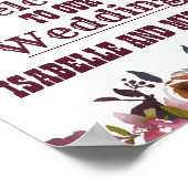 Boho Rustic Bourgogne Floral Mariage Affiche de bi (Coin)
