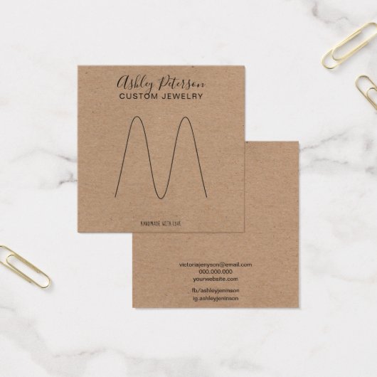 Boho Rustic brown kraft ring display Vierkante Visitekaartjes (Kantoor)