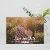 Boho Rustic Brush Script Foto De datum opslaan Save The Date (Staand voorkant)