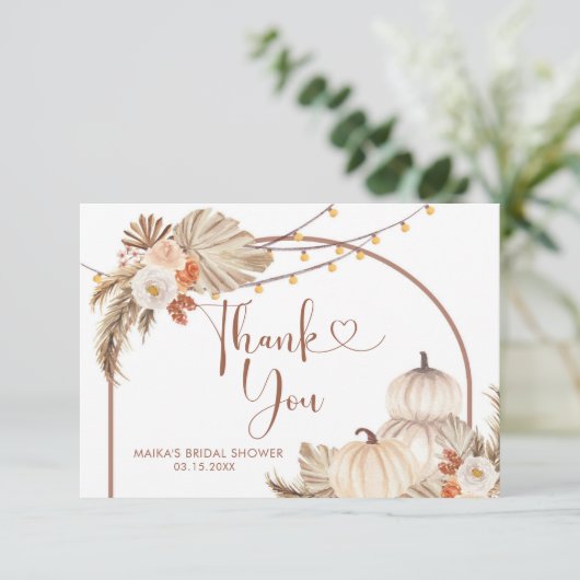 Boho Rustic Citrouille Fall in Love Carte de remer (Debout devant)