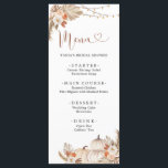 Boho Rustic Citrouille Fall in Love Menu Card<br><div class="desc">Boho Rustic Citrouille Fall in Love Fête des mariées Menu Card</div>