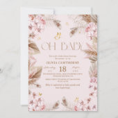 Boho Rustic Dusty Pink Baby Shower Invitation (Devant)