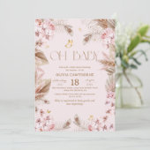 Boho Rustic Dusty Pink Baby Shower Invitation (Debout devant)