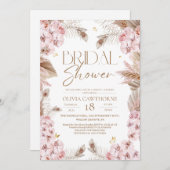 Boho Rustic Dusty Pink Bridal Shower Invitation (Devant / Derrière)
