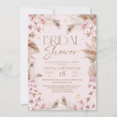 Boho Rustic Dusty Pink Bridal Shower Invitation (Devant)