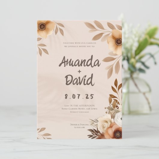 Boho Rustic Elegant Wedding Invitation (Debout devant)