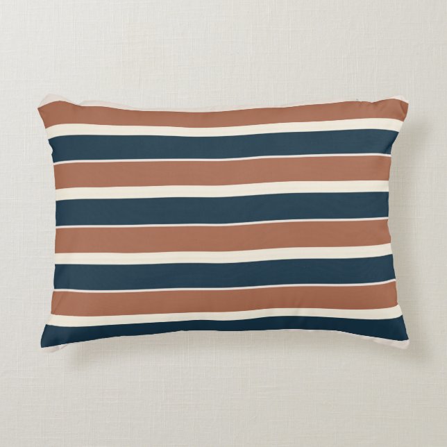Boho Rustic en Navy Stripes Accent Kussen (Voorkant)