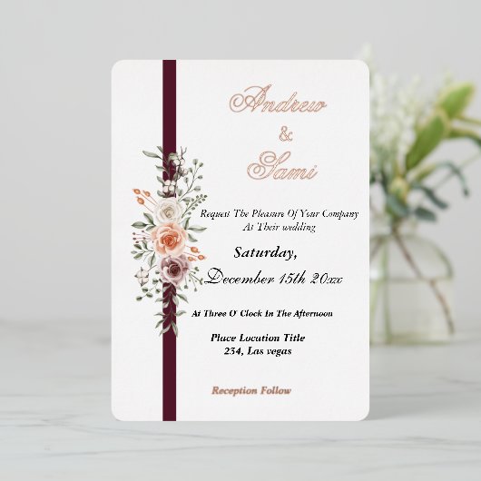 Boho Rustic faire-part de mariage (Debout devant)