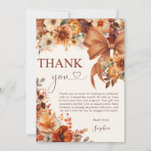 Boho Rustic Fall Floral Baby shower Carte de remer (Devant)