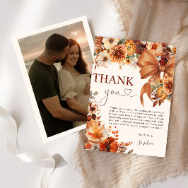 Boho Rustic Fall Floral Baby Shower Thank You Card Kaart
