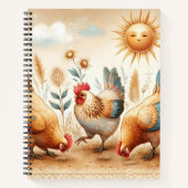 Boho Rustic Farm Illustré Carnet de poulets (Devant)