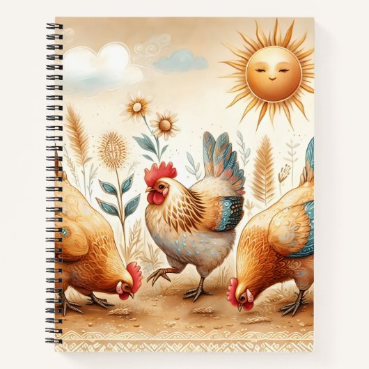 Boho Rustic Farm Illustré Carnet de poulets (Devant)