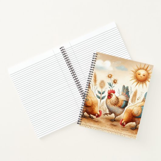 Boho Rustic Farm Illustré Carnet de poulets (Intérieur)