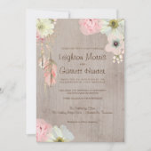 Boho Rustic Feather et Floral Faire-part de mariag (Devant)