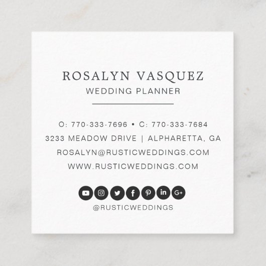 Boho Rustic Feather Wreath Monogram Vierkante Visitekaartje (Achterkant)