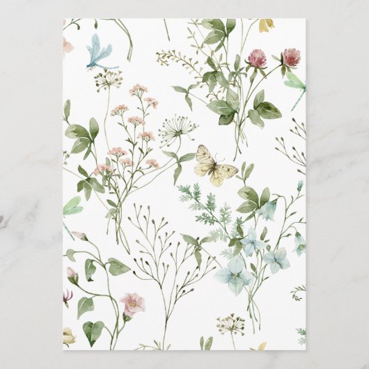 Boho Rustic Fleur sauvage menu Mariage (Dos)