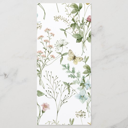 Boho Rustic Fleur sauvage menu Mariage (Dos)