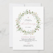Boho Rustic Fleurs sauvages Christening Invitation (Devant)
