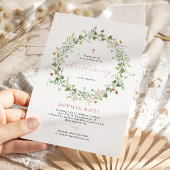 Boho Rustic Fleurs sauvages Christening Invitation