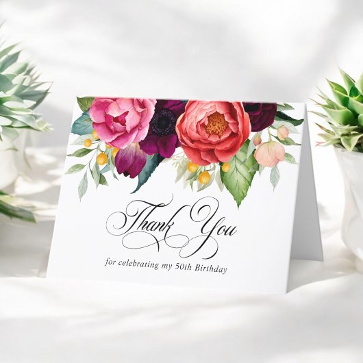 Boho Rustic Floral 50e anniversaire Merci