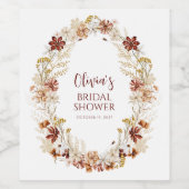 Boho Rustic Floral Burgundy Vrijgezellenfeest - Aa Wijn Etiket (Enkel label)