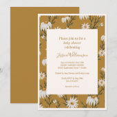 Boho Rustic Floral Daisies Yellow Baby shower Kaart (Voorkant / Achterkant)