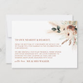 Boho Rustic Floral Mariage Carte de remerciements  (Dos)