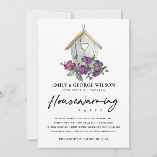 BOHO RUSTIC FLORAL PEONY HOUSEWARMING PARTIJ KAART (Voorkant)