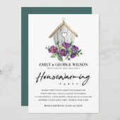 BOHO RUSTIC FLORAL PEONY HOUSEWARMING PARTIJ KAART (Voorkant / Achterkant)