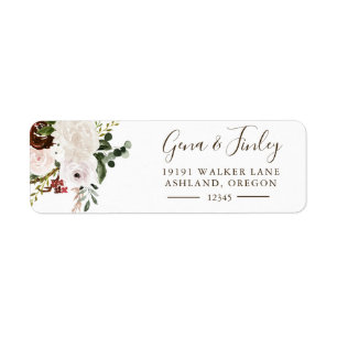 Boho Rustic Floral Roos Return Address Etiket