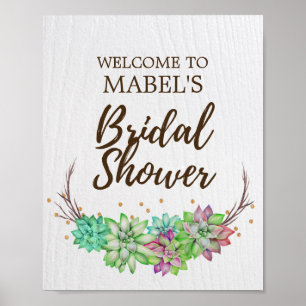 Boho Rustic Floral Succulent Vrijgezellenfeest Wel Poster