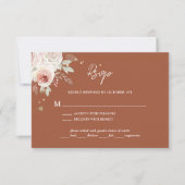 Boho Rustic Floral Terracotta Wedding RSVP Kaartje (Voorkant)