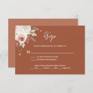Boho Rustic Floral Terracotta Wedding RSVP Kaartje