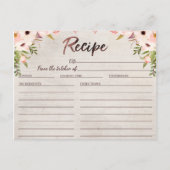 Boho Rustic Floral Vrijgezellenfeest Recept Kaart (Voorkant)