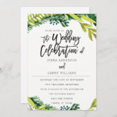 Boho Rustic Floral Wedding Invitation Kaart (Voorkant / Achterkant)