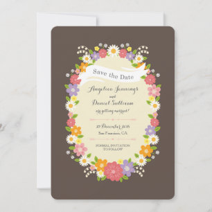 Boho Rustic Floral Wreath Wedding Aankondiging