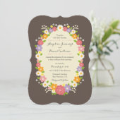 Boho Rustic Floral Wreath Wedding Kaart (Staand voorkant)