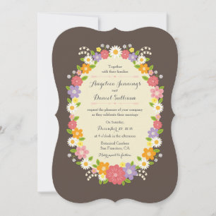 Boho Rustic Floral Wreath Wedding Kaart
