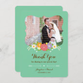 Boho Rustic Floral Wreath Wedding (Mint) Bedankkaart (Voorkant / Achterkant)