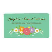 Boho Rustic Floral Wreath Wedding (Mint) Etiket (Voorkant)