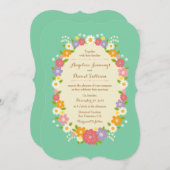 Boho Rustic Floral Wreath Wedding (Mint) Kaart (Voorkant / Achterkant)