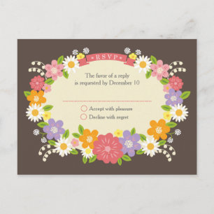 Boho Rustic Floral Wreath Wedding Uitnodiging Briefkaart