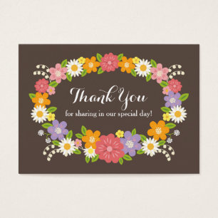 Boho Rustic Floral Wreath Wedding Visitekaartje