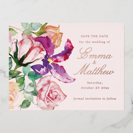 Boho Rustic Garden Wedding Save the Date Folie Feestdagen Briefkaart (Voorkant)