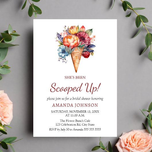 Boho Rustic Glace Cream Invitation de la nuptiale 